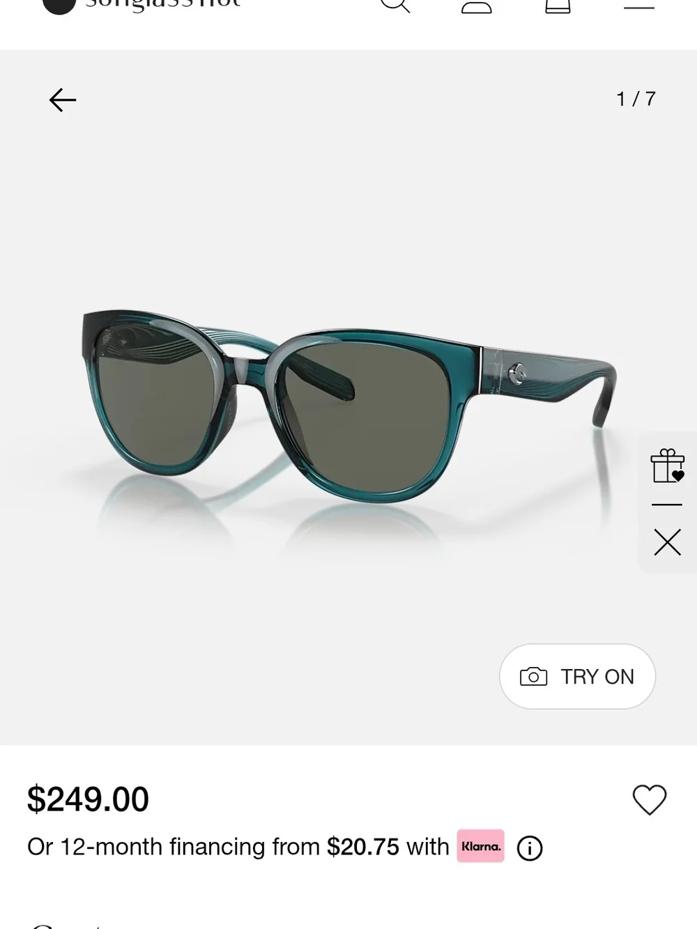 Costa Black Cat-Eye Sunglasses with Dark Lenses